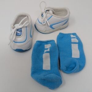 American Girl Doll Running Shoes Socks Sneakers Blue White